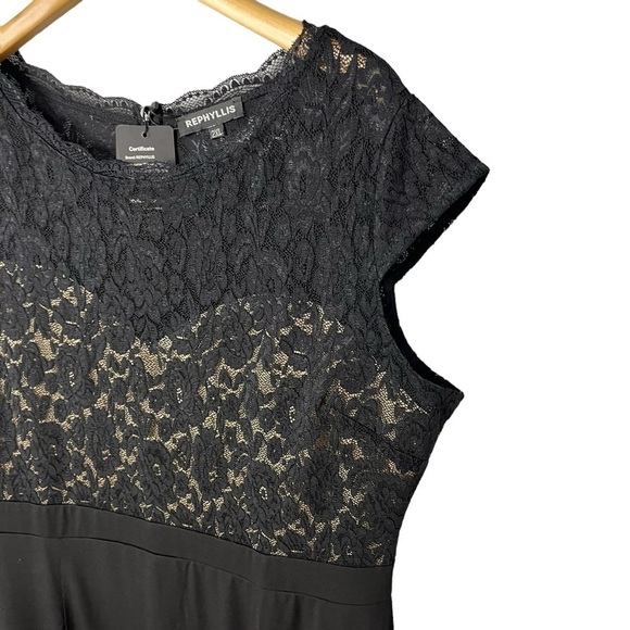 Rephyllis Retro Floral Lace Formal Dress Full Length Black Size 2XL - Picture 4 of 7